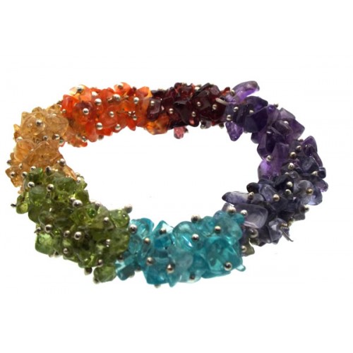 Fused Chakra Gemstone Chip Bracelet